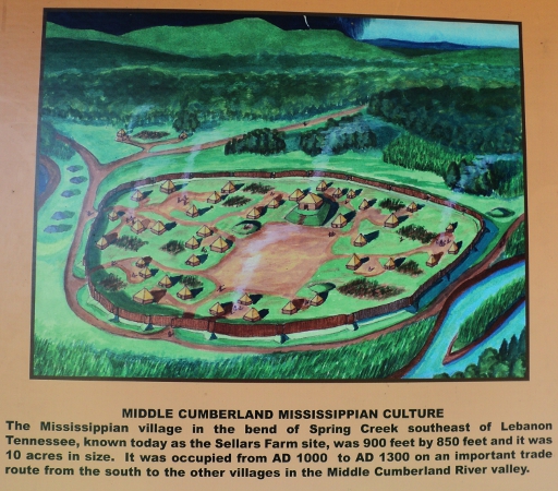 Artist's concept view of the Sellars Farm town site by the late James V. Miller